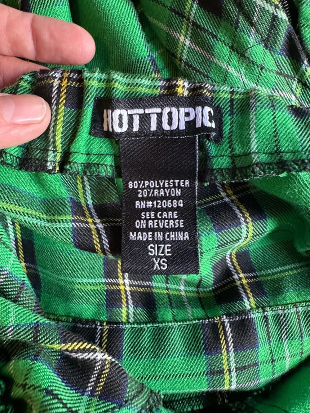 Hot Topic green lace up tartan dress with pockets - Picture 7 of 7